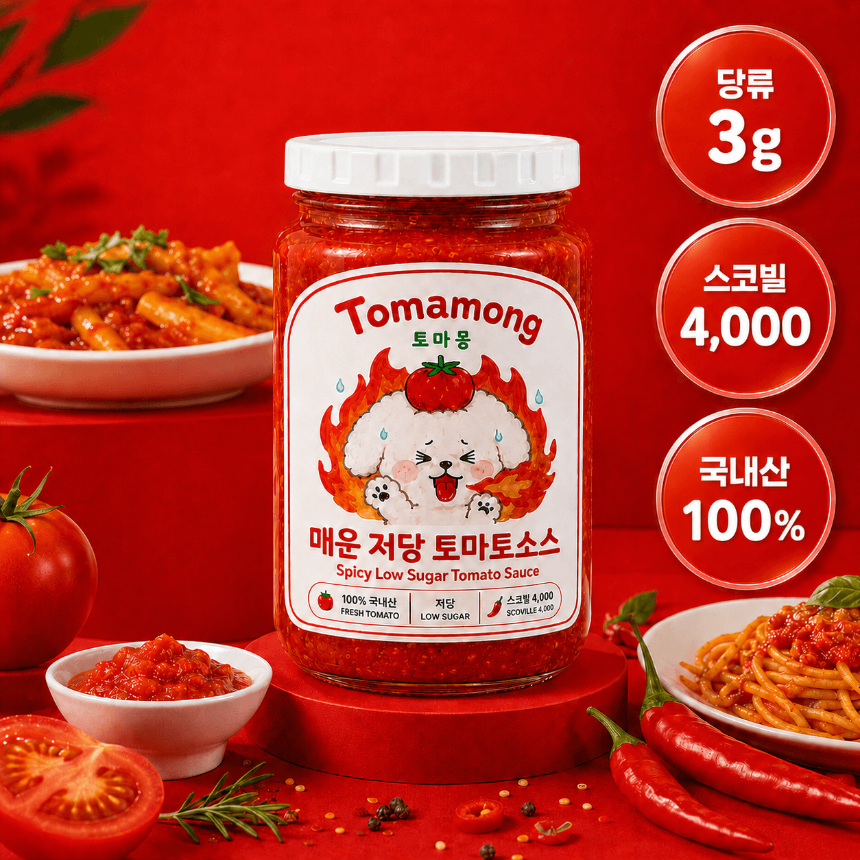 매운 저당 토마토소스 3개입